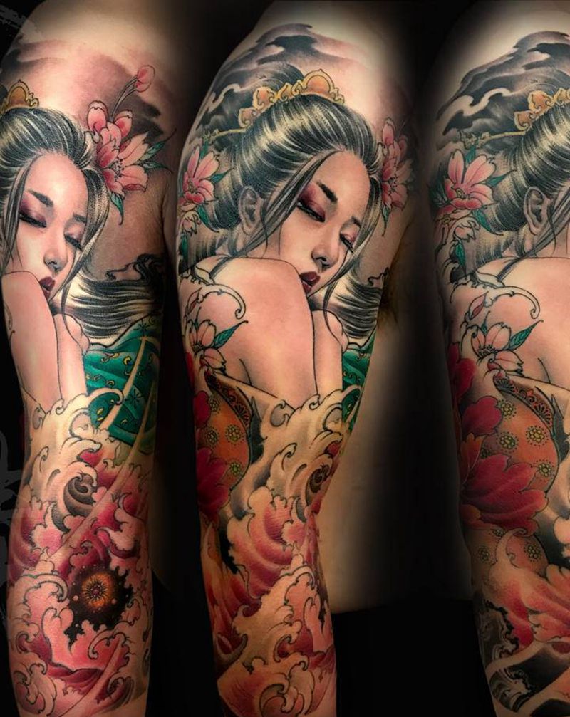 《杨家有女初长成》纹身图片_手臂新传统贵妃美人仕女人物纹身图案