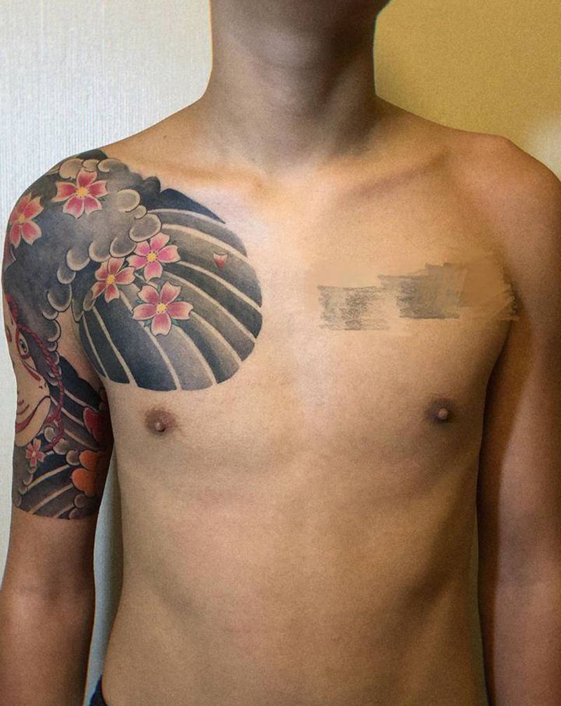 日式半甲纹身图片_老传统纹身图案