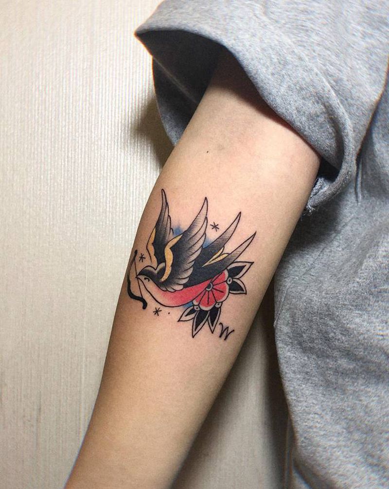 old school燕子纹身图片_手臂Old School纹身图案