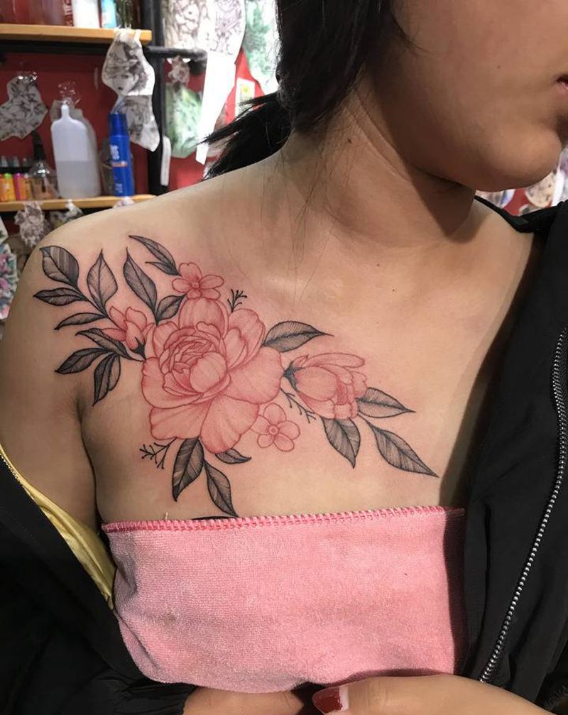 素花纹身图片_肩部花纹身图案