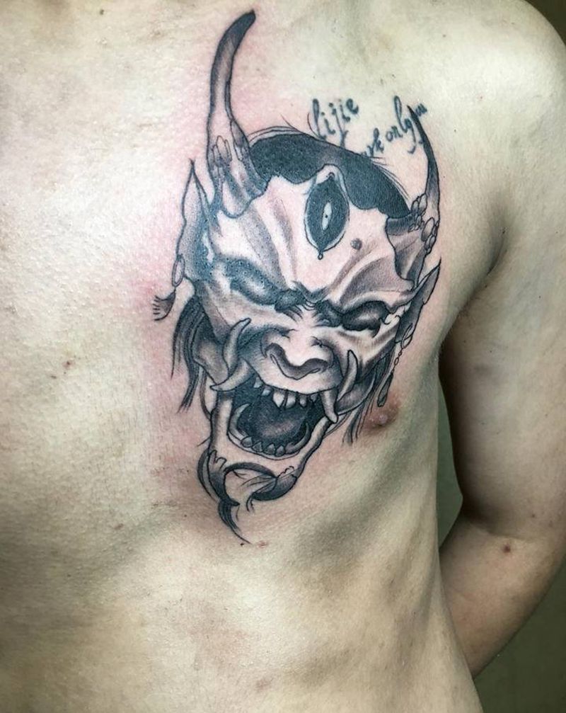 般若纹身图片_胸部新传统纹身图案