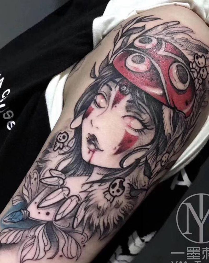 幽灵公主纹身图片_手臂腿部New School新传统纹身图案