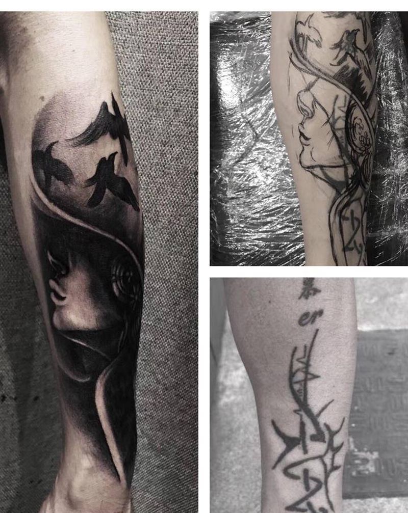遮盖纹身图片_手臂欧美写实纹身图案