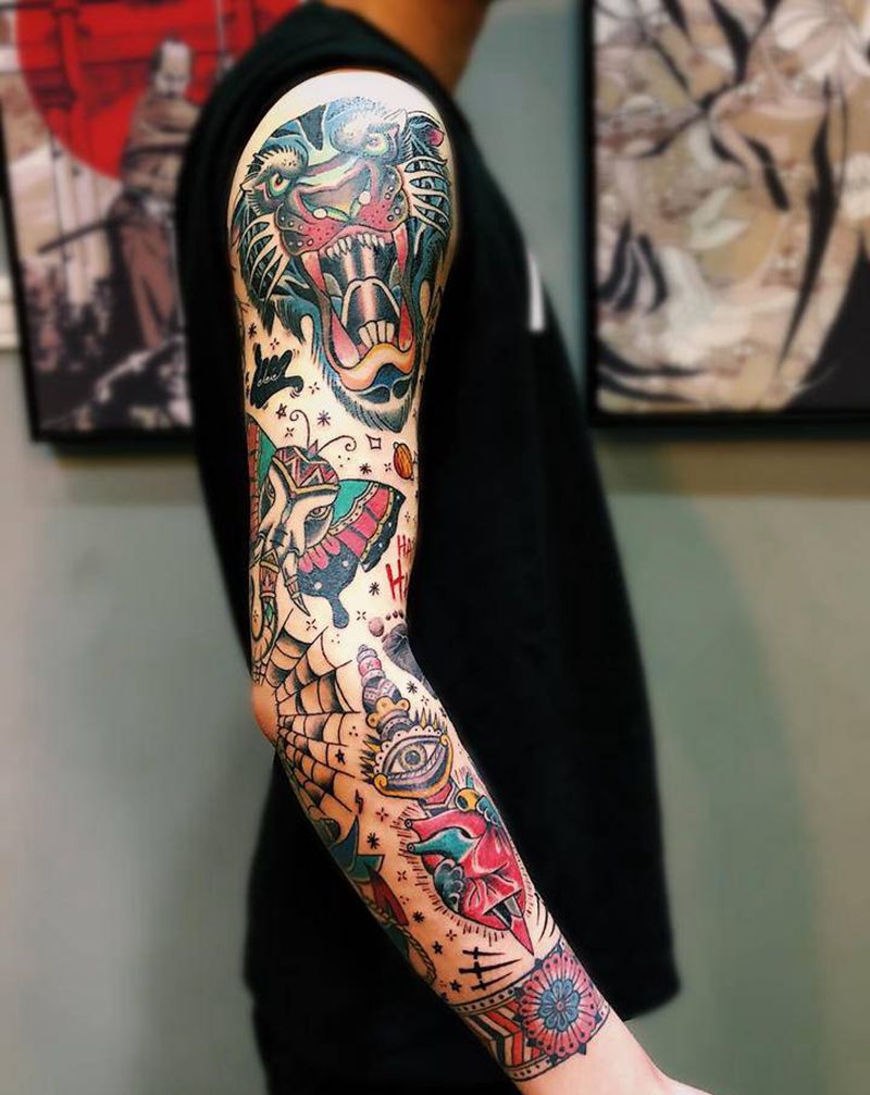 Old school 花臂纹身图片_手臂手部老传统Old School纹身图案