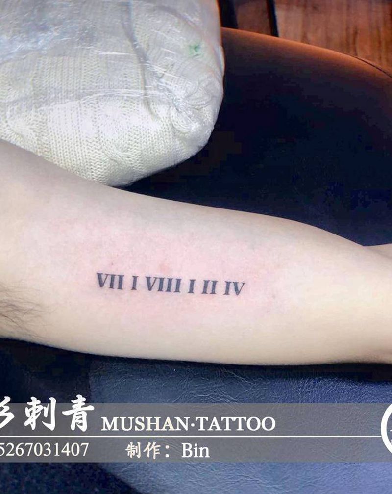 罗马数字纹身图片_手臂纹身图案