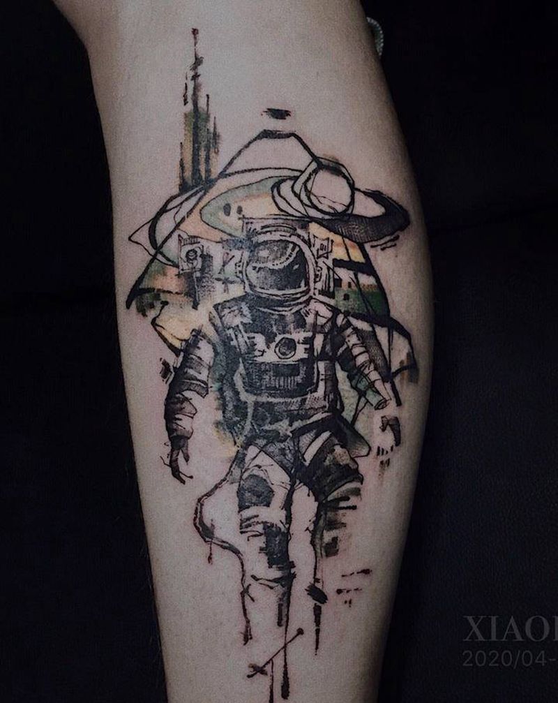 宇航员纹身图片_个人风格纹身图案