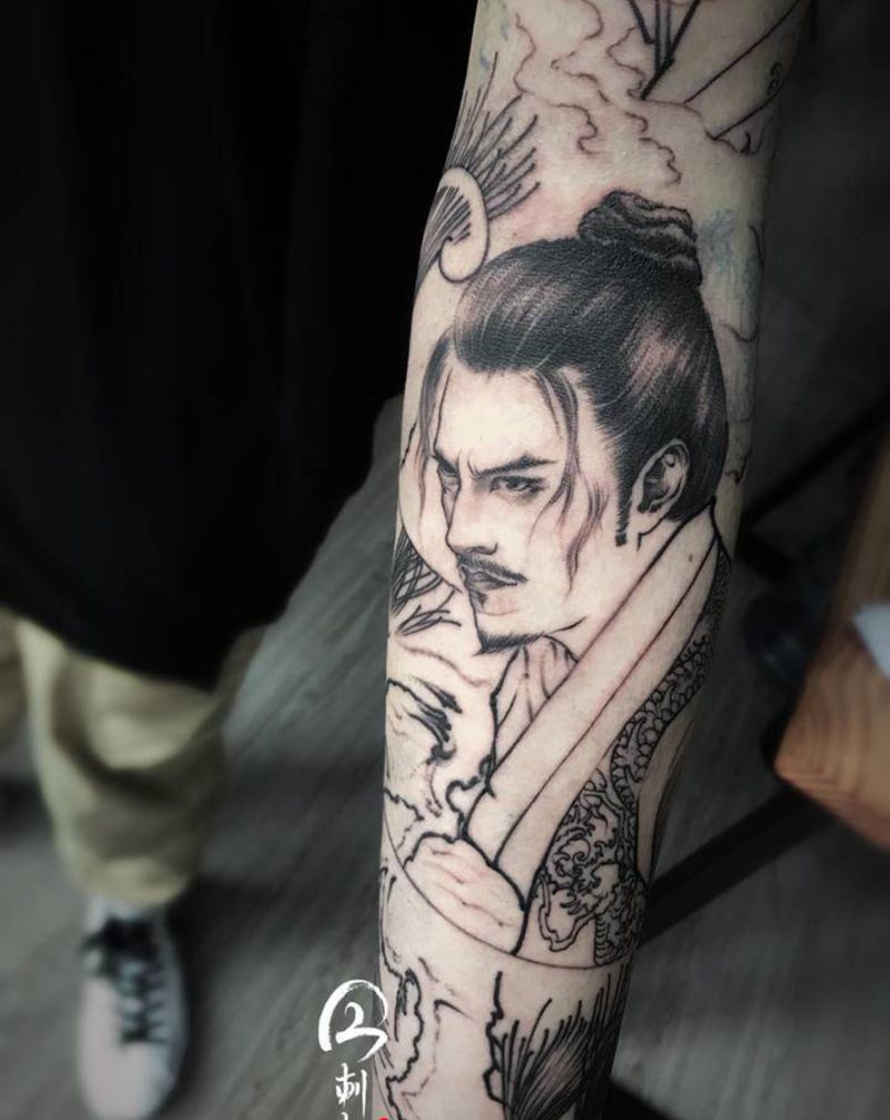 线～纹身图片_手臂新传统原创今刺古青新传统人物纹身图案