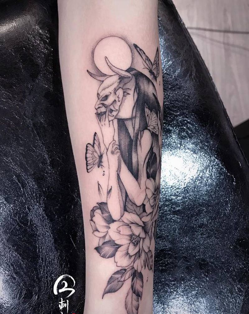 素花纹身图片_手臂点刺纹身图案