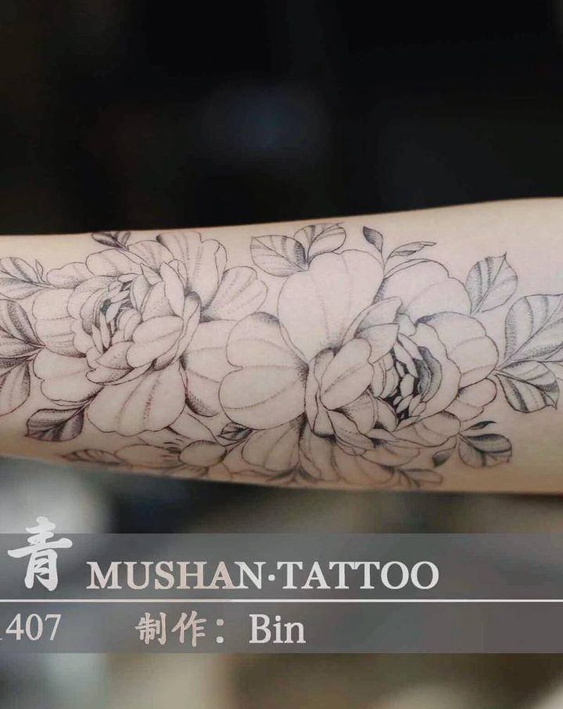 素花纹身图片_手臂花卉纹身图案