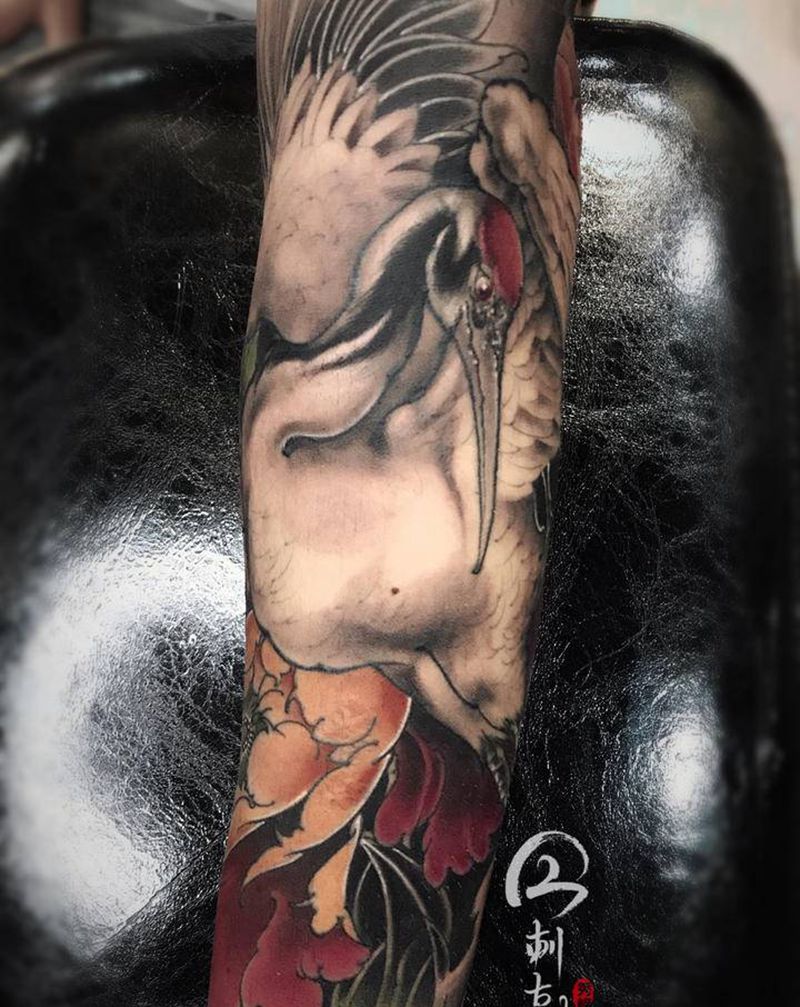 鹤纹身图片_新传统纹身图案