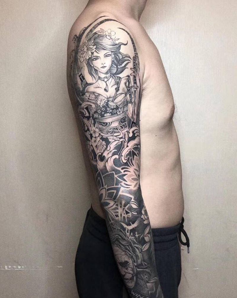 花臂纹身图片_手臂新传统欧美写实纹身图案