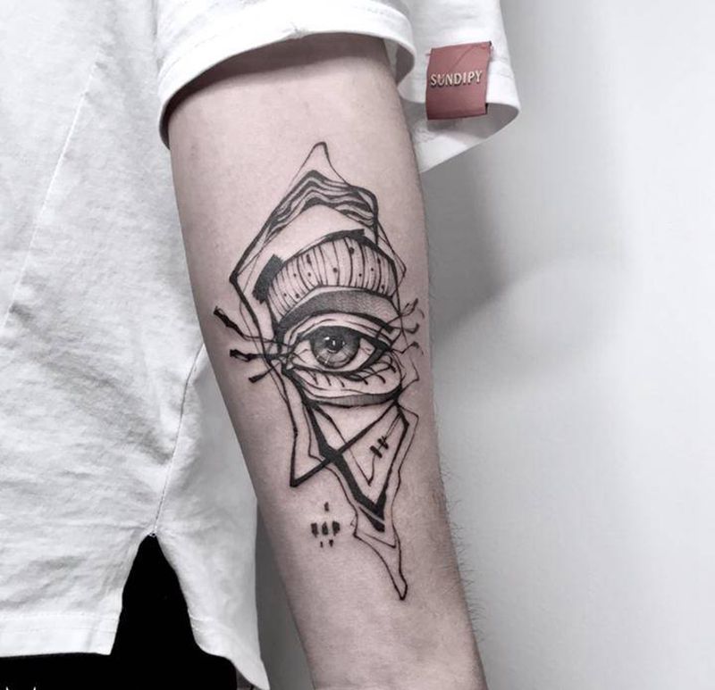 隐藏下的情绪纹身图片_手臂纹身图案