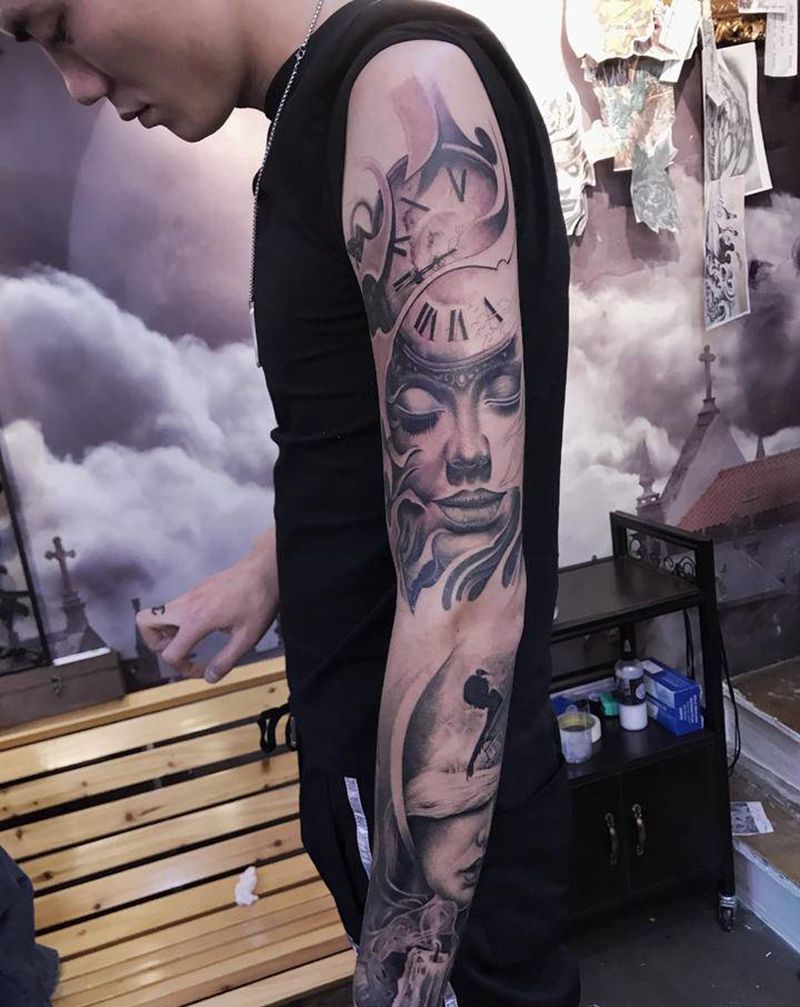 欧美肖像写实纹身图片_手臂欧美写实肖像写实纹身图案