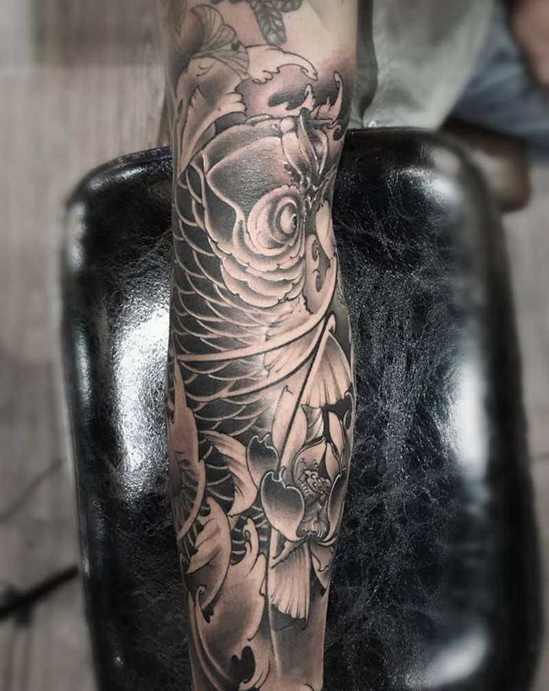 鱼纹身图片_新传统鱼纹身图案