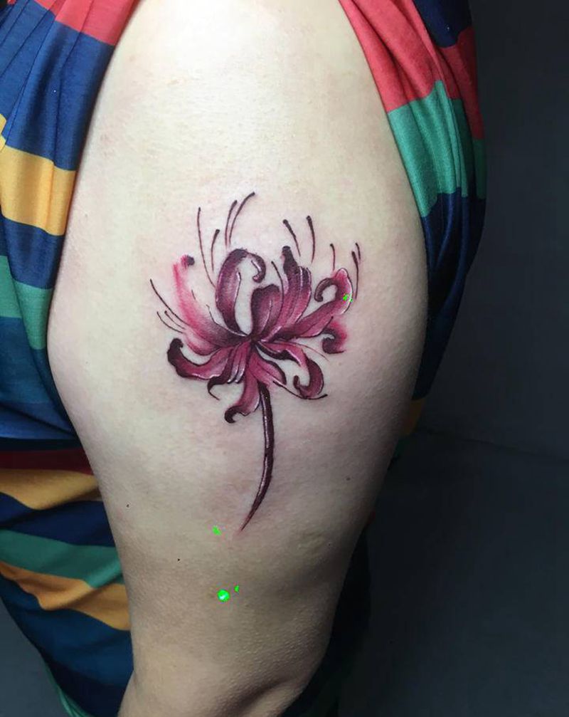 彼岸花纹身图片_手臂新传统彼岸花纹身图案