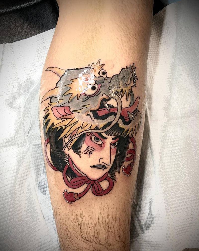 辰龙纹身图片_腿部新传统纹身图案