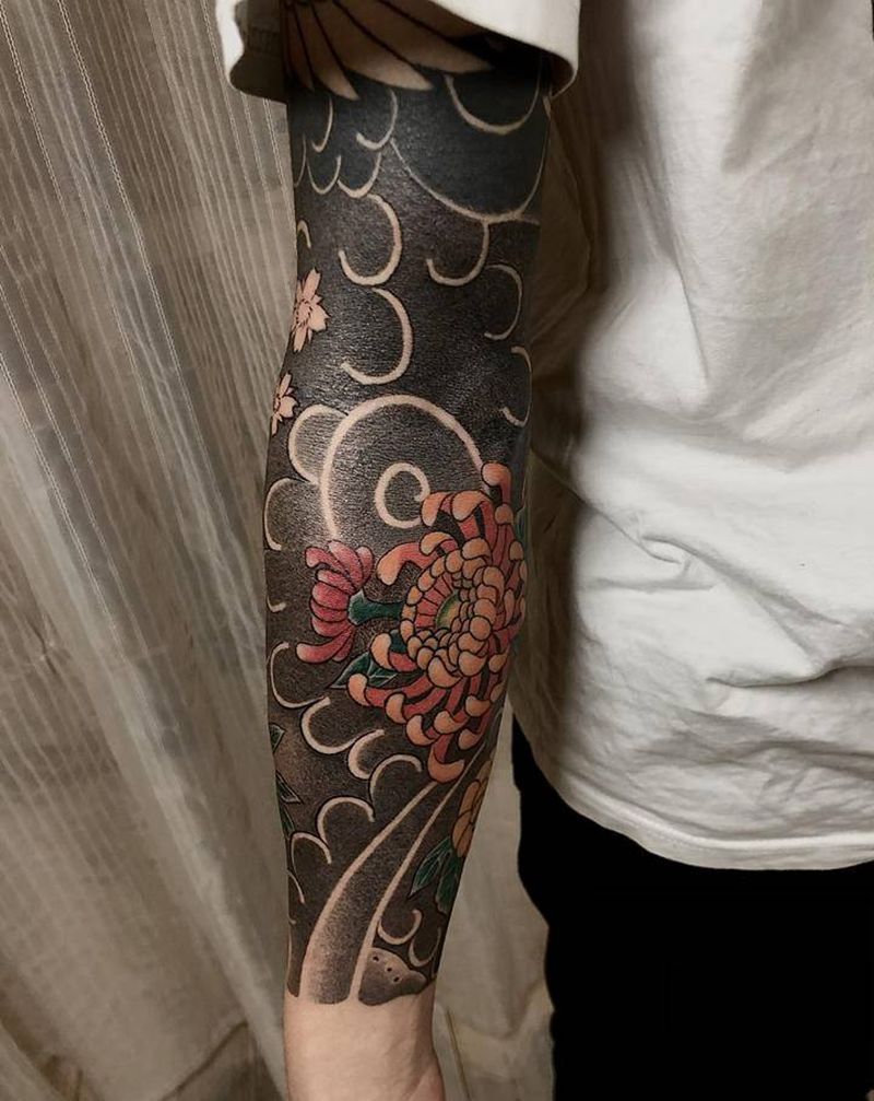 拼接花臂纹身图片_手臂纹身图案