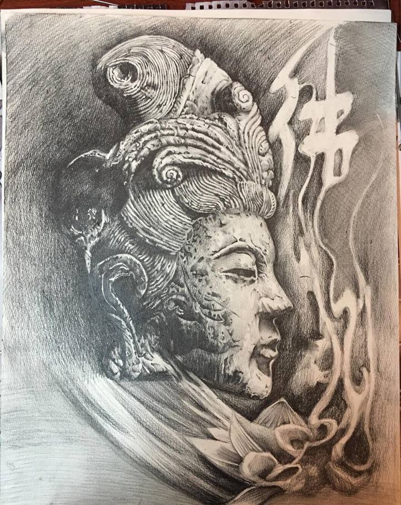 绘画练习，佛纹身图片_新传统佛纹身图案