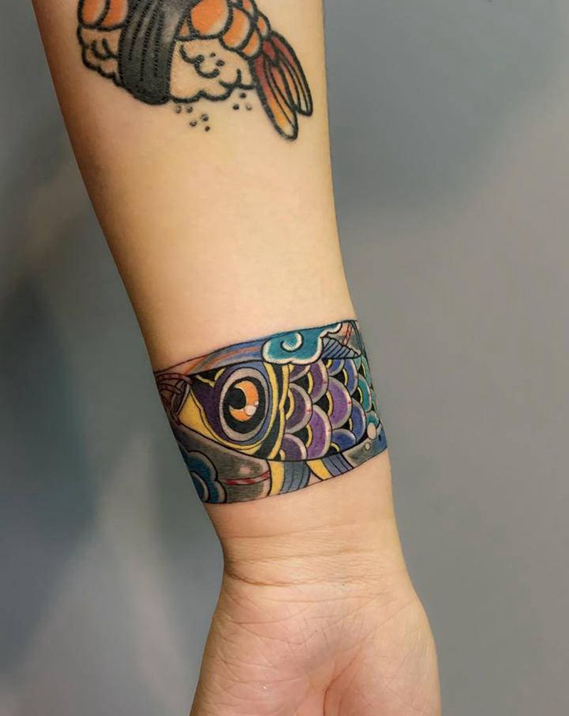 传统手环纹身纹身图片_手臂手部新传统水彩纹身图案