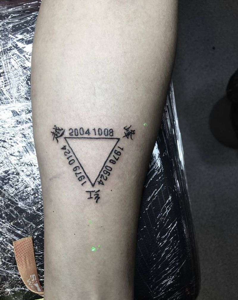 一家人生日纹身图片_手臂几何数字纹身图案