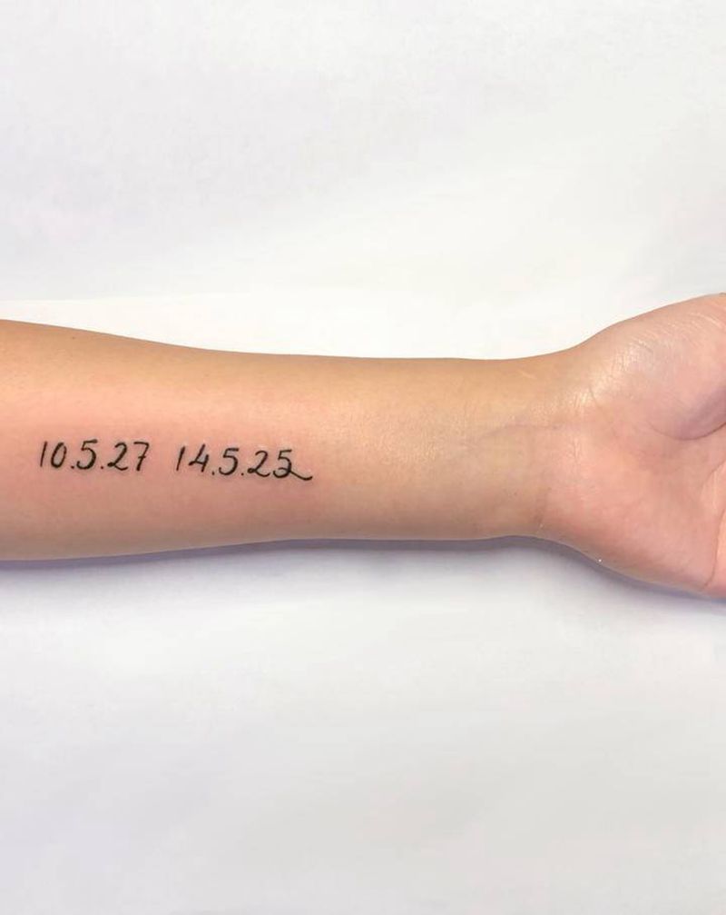 日期纹身纹身图片_手臂生日家人小清新纹身图案
