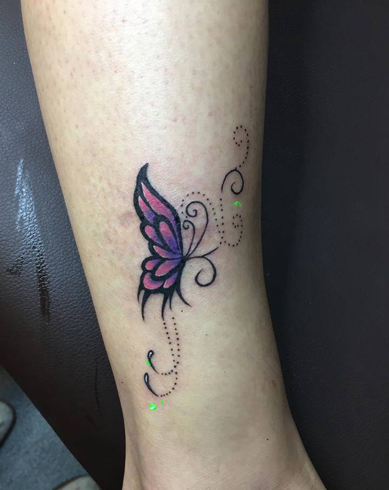 蝴蝶纹身图片_脚部图腾蝴蝶纹身图案