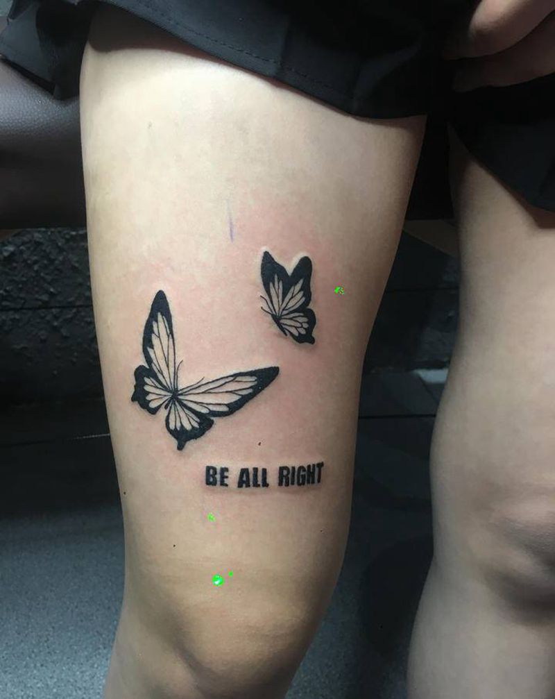 蝴蝶纹身图片_腿部图腾蝴蝶纹身图案