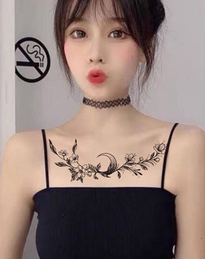 素花 花胸纹身手稿纹身图片_胸部腹部纹身图案