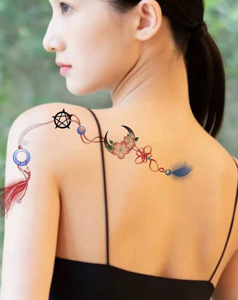 锁骨链  ，肩膀纹身手稿纹身图片_肩部腹部纹身图案