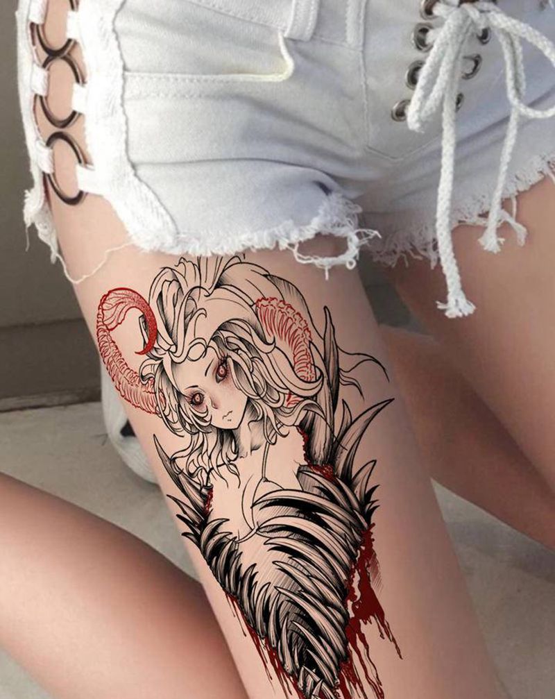 天蝎座纹身手稿纹身图片_手臂腿部纹身图案