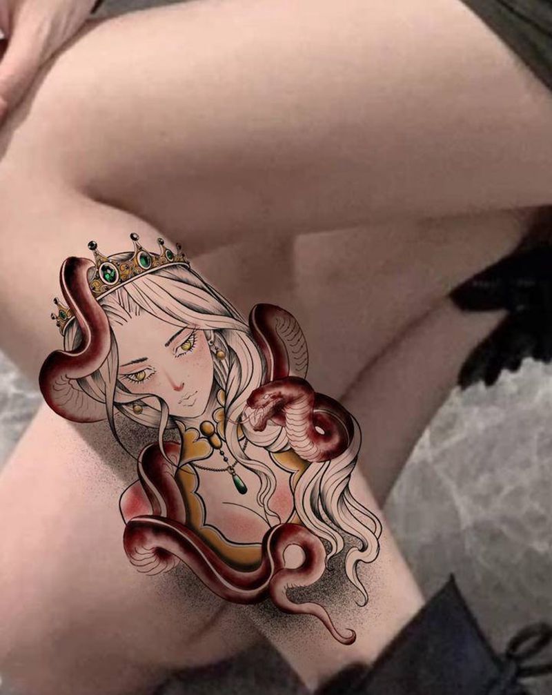 蛇姬公主纹身手稿纹身图片_腿部手臂纹身图案