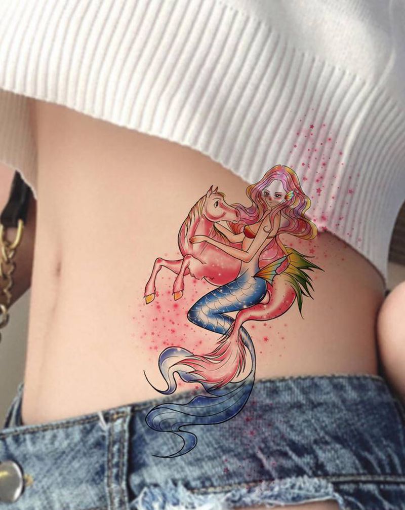 美人鱼纹身手稿纹身图片_手臂腿部纹身图案