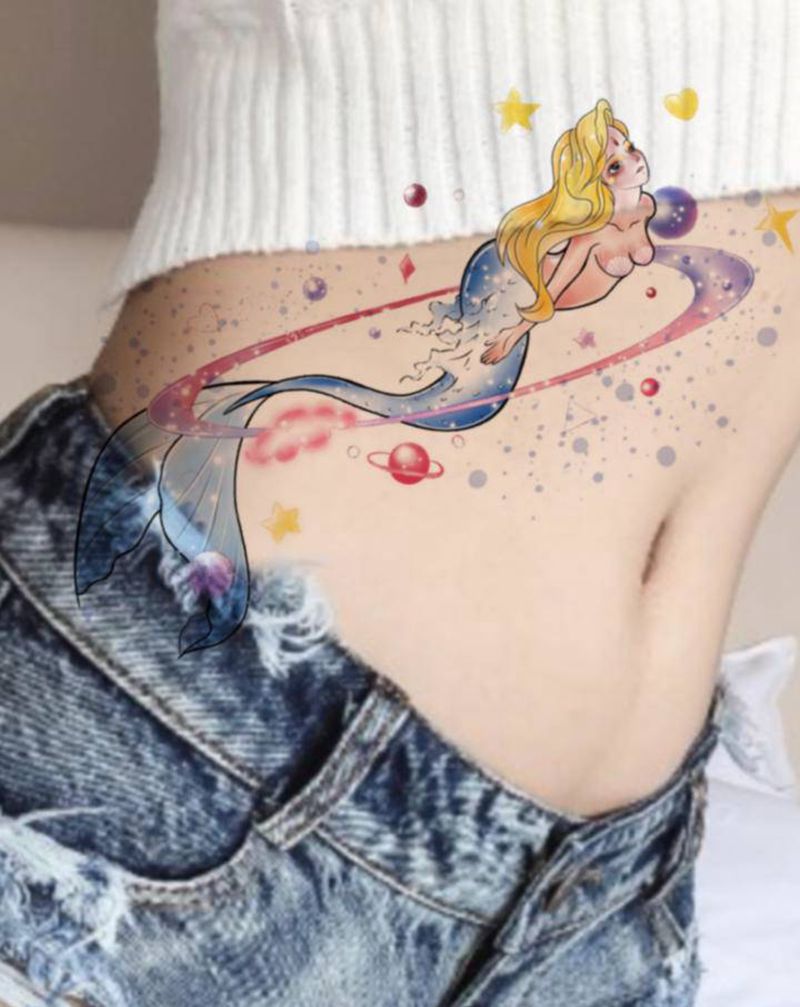 美人鱼纹身手稿纹身图片_手臂背部纹身图案