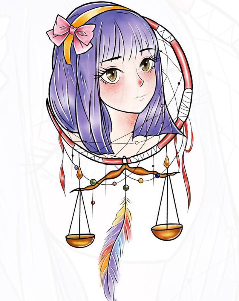 捕获梦网天平座纹身纹身图片_腿部手臂纹身图案