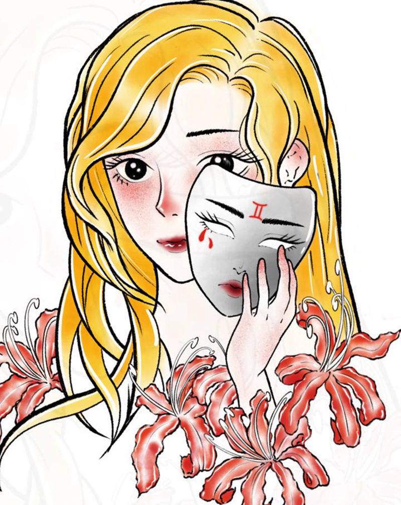 双子座纹身手稿纹身图片_腿部手臂纹身图案