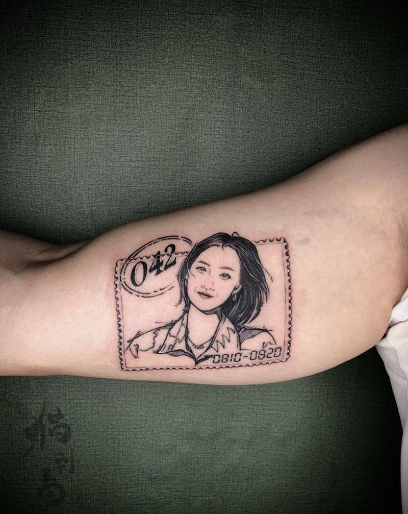 人物：女朋友纹身图片_手臂情侣肖像纪念日纹身图案