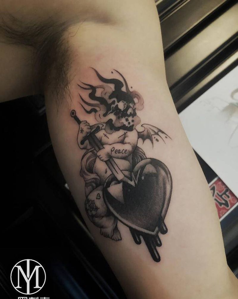 圆三干活纹身图片_手臂图腾纹身图案