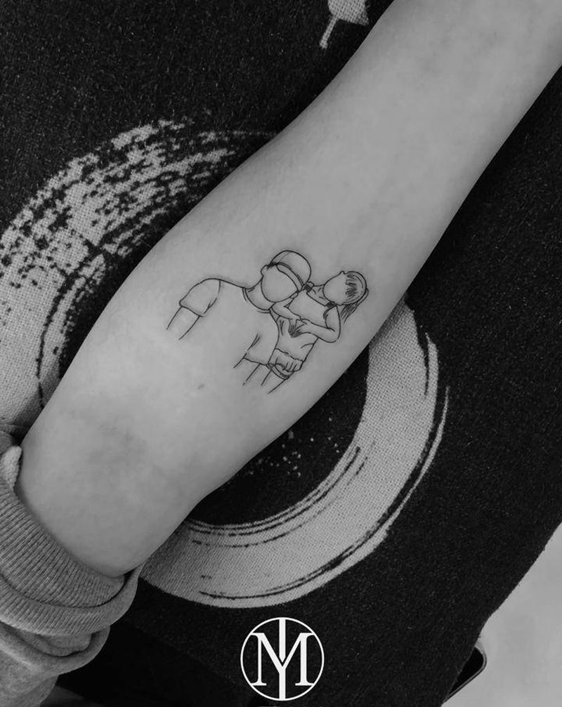 父爱如山纹身图片_手臂几何纹身图案