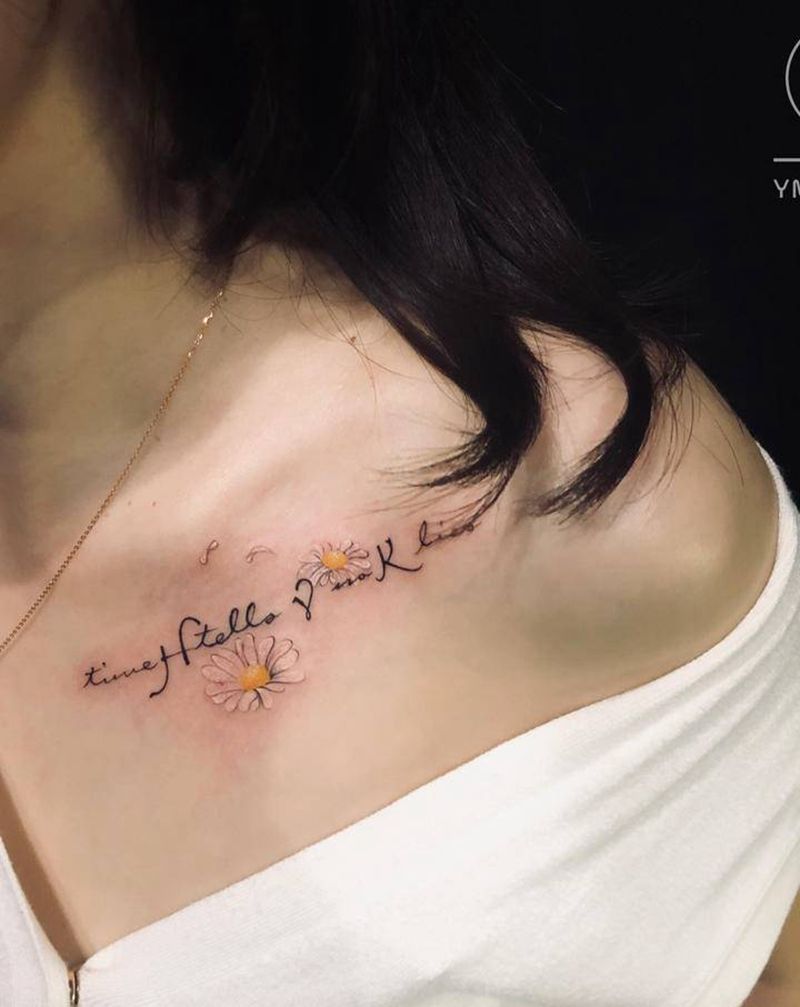 雏菊纹身图片_肩部纹身图案