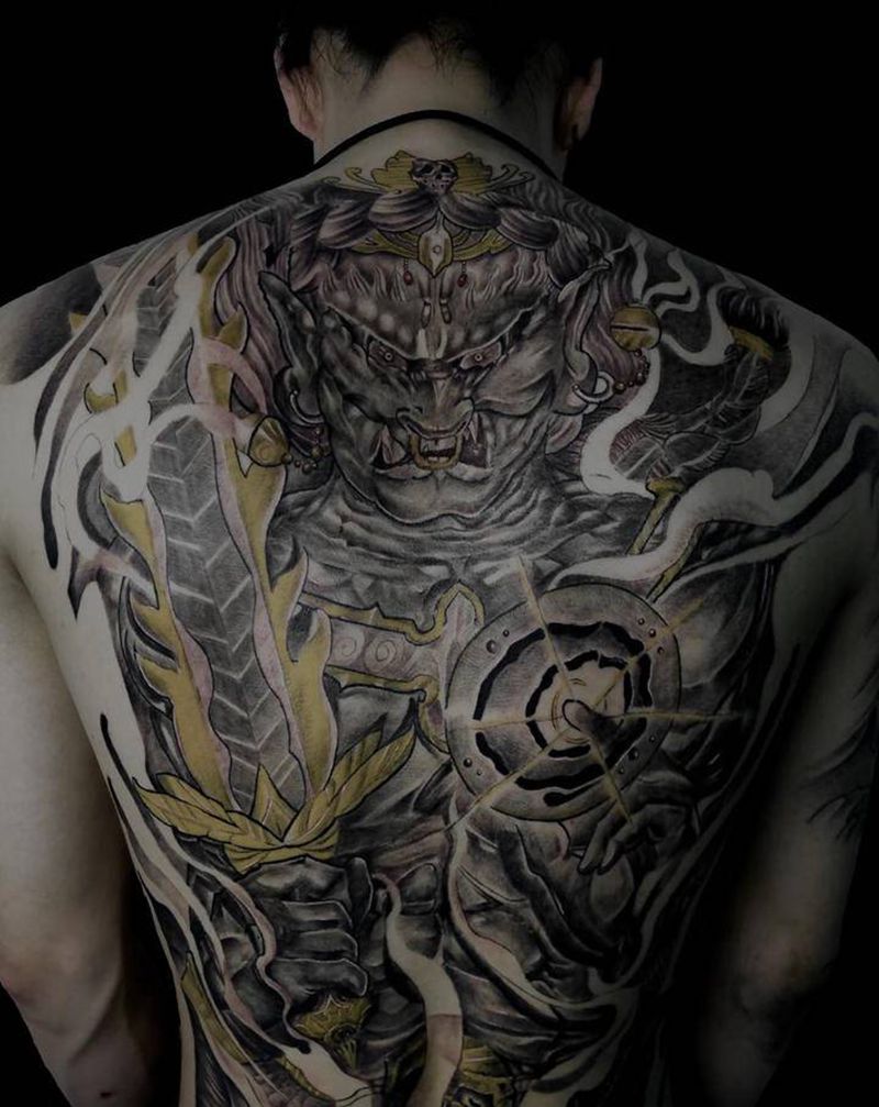 明王纹身图片_背部新传统纹身图案