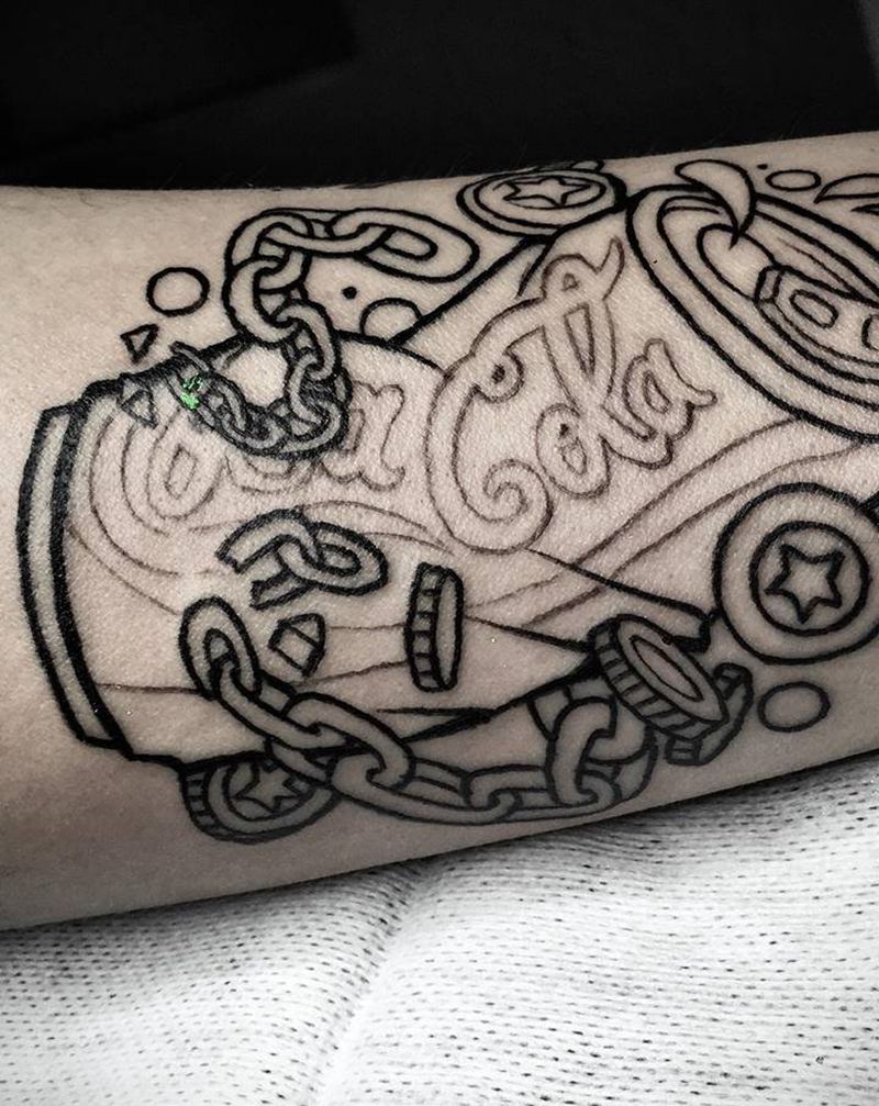 易拉罐可口可乐纹身图片_手臂手部New School易拉罐纹身图案