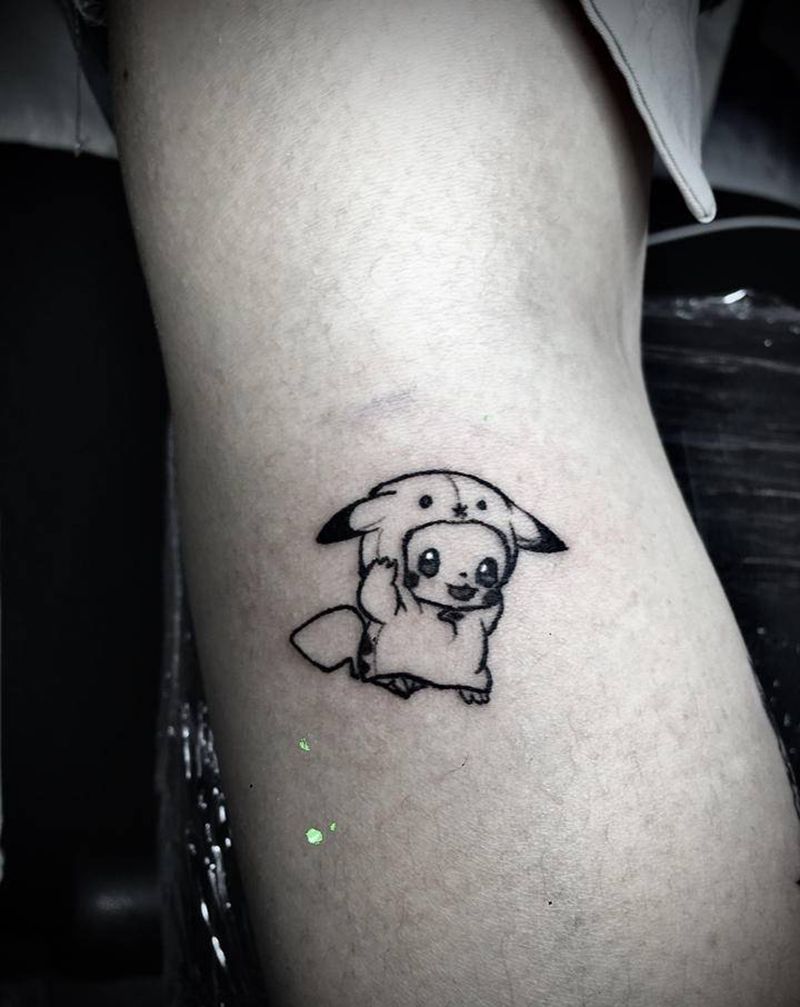 皮卡丘纹身图片_手部手臂图腾几何小清新纹身图案