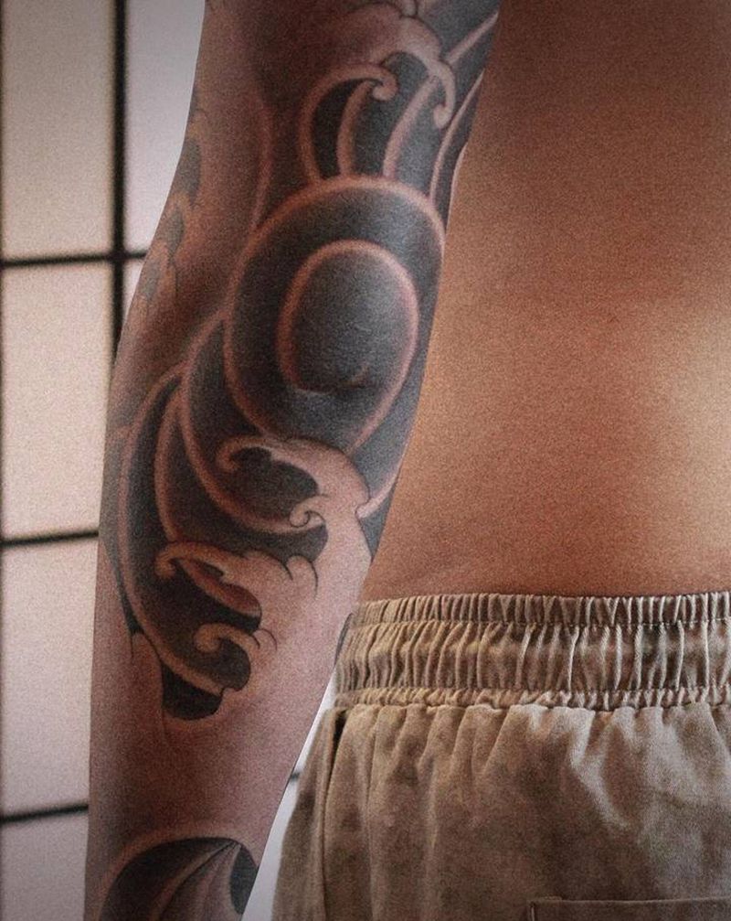 水浪纹身图片_手臂老传统新传统纹身图案