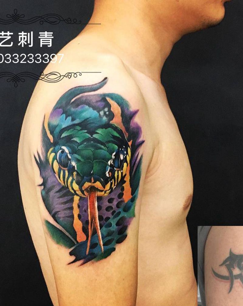 蛇纹身图片_手臂纹身图案