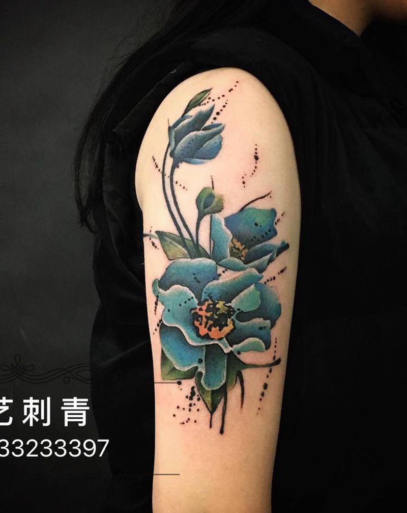 水彩花卉纹身图片_手臂纹身图案