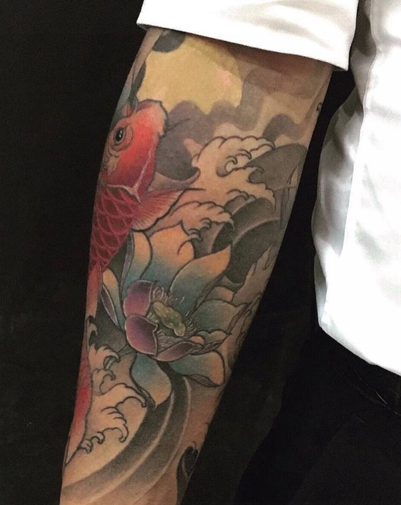 鱼纹身图片_手臂纹身图案