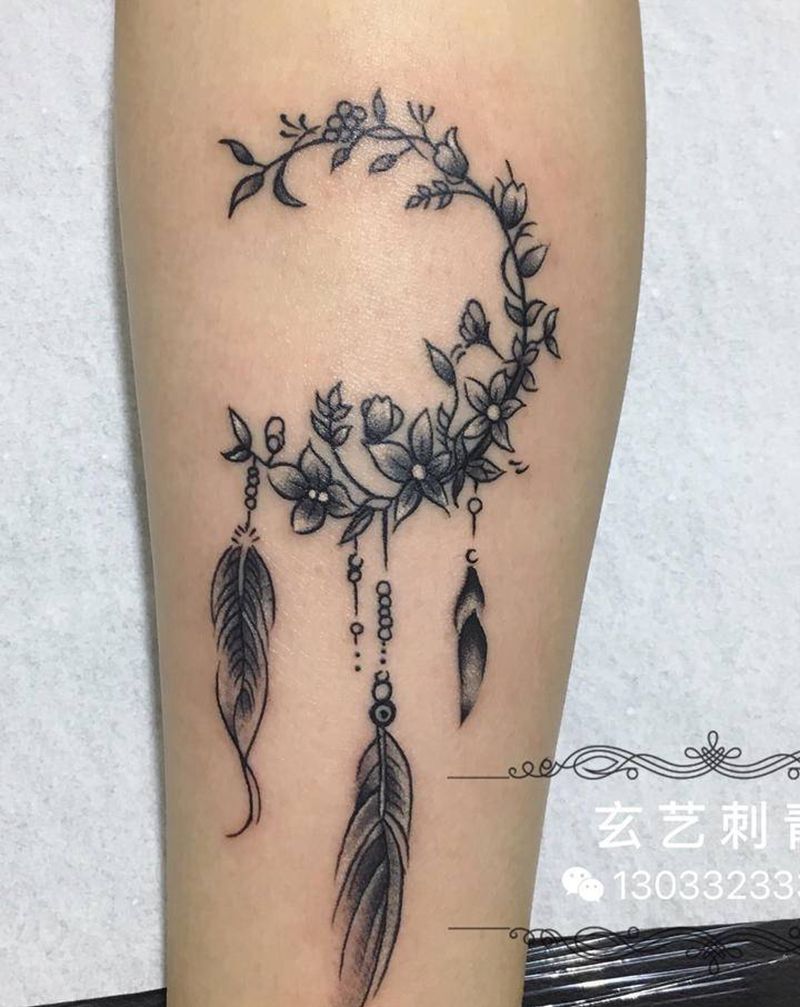 花纹身图片_腿部纹身图案