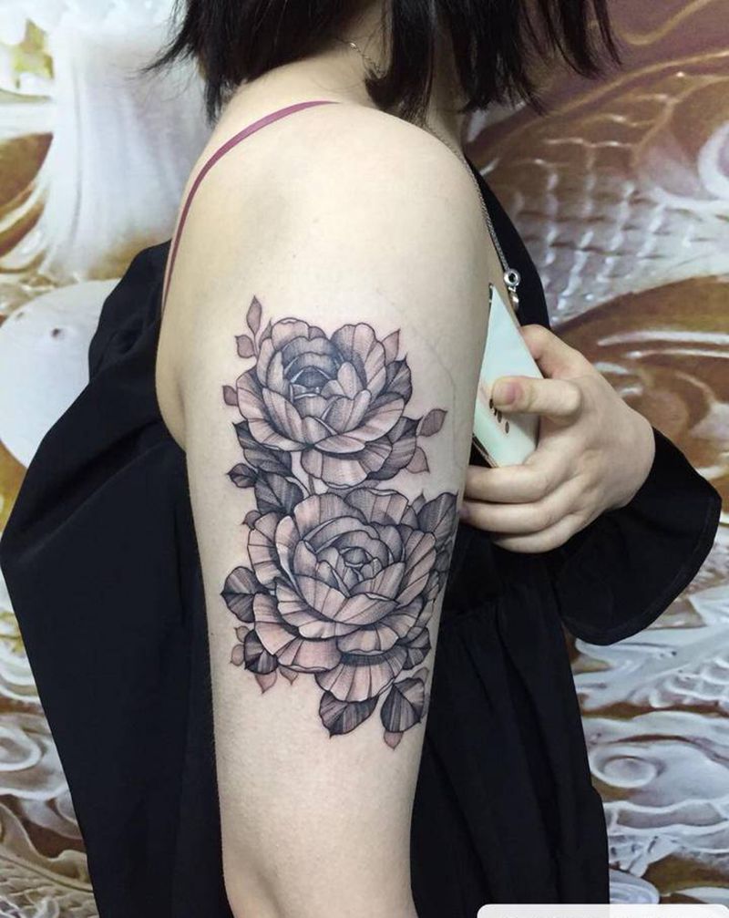 素花纹身图片_手臂新传统纹身图案