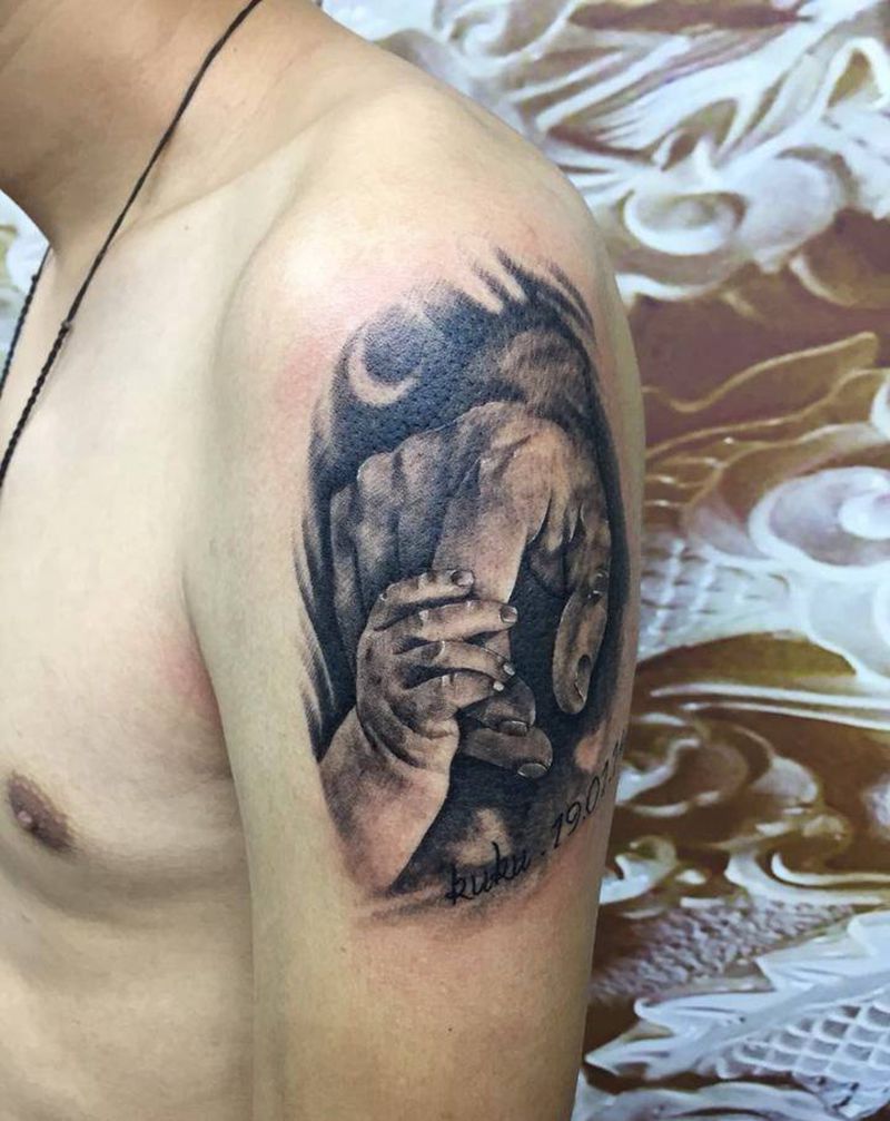 父爱纹身图片_手臂欧美写实纹身图案