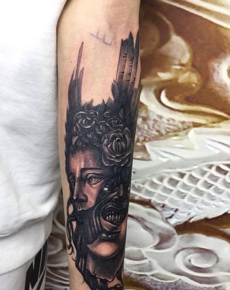 遮盖纹身图片_手臂欧美写实纹身图案